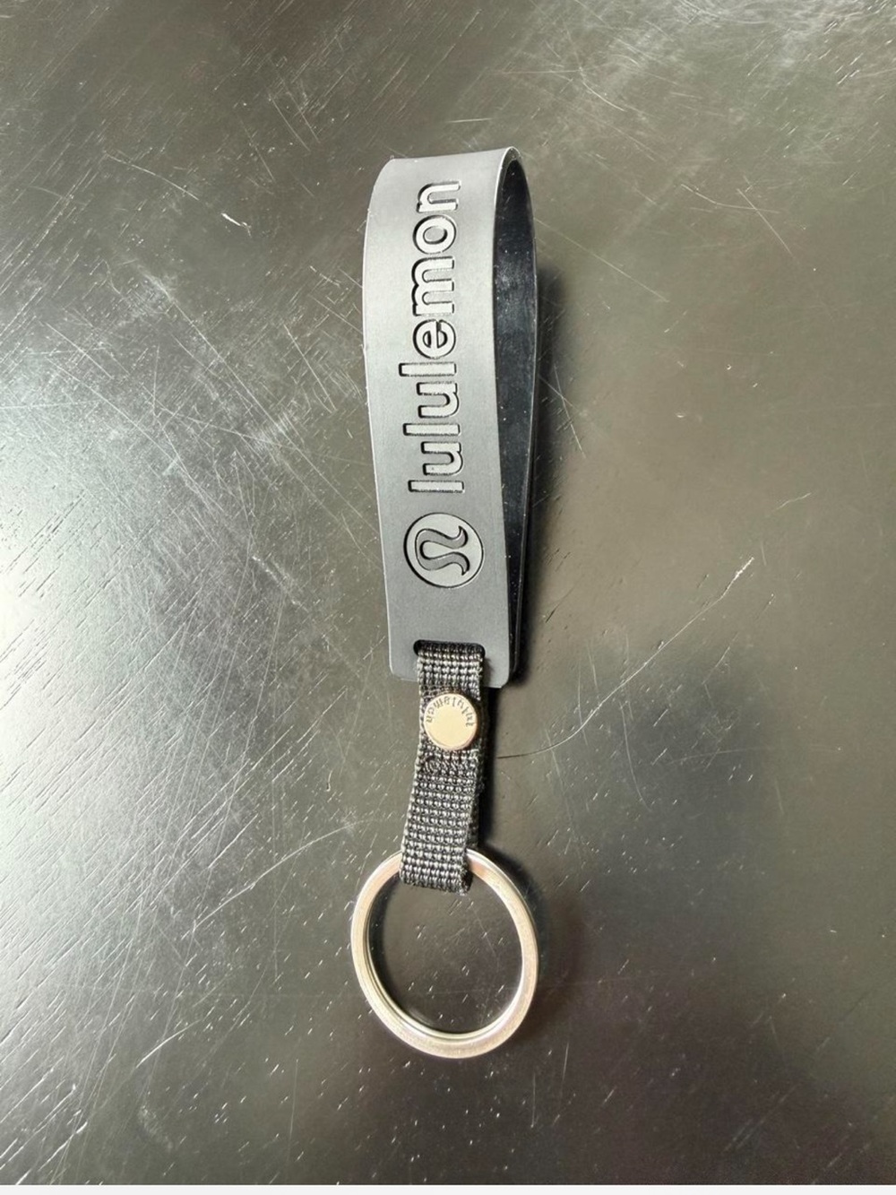 lululemon athletica Black Silicone Loop Keyring with Silver Ring